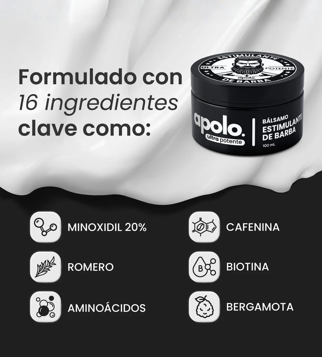 Bálsamo para Crecimiento de Barba Ultra Potente con Minoxidil 20% | 100mL